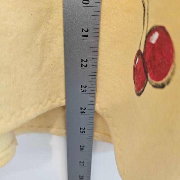 Vintage Cherry Cardigan Womens Large Yellow Red Handmade Granny Sweater Cottage - Picture 7 of 9